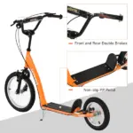 Youth Scooter Kick Scooter with Adjustable Handlebar, Front and Rear Dual Brakes and Inflatable Wheels, for Kids 5+, Orange - Image 4