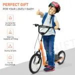 Youth Scooter Kick Scooter with Adjustable Handlebar, Front and Rear Dual Brakes and Inflatable Wheels, for Kids 5+, Orange - Image 6