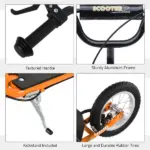 Youth Scooter Kick Scooter with Adjustable Handlebar, Front and Rear Dual Brakes and Inflatable Wheels, for Kids 5+, Orange - Image 7