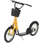 Youth Scooter, Kick Scooter with Adjustable Handlebars, Double Brakes, 16" Inflatable Rubber Tires, Basket, Cupholder, Orange - Image 11