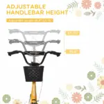 Youth Scooter, Kick Scooter with Adjustable Handlebars, Double Brakes, 16" Inflatable Rubber Tires, Basket, Cupholder, Orange - Image 4