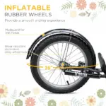 Youth Scooter, Kick Scooter with Adjustable Handlebars, Double Brakes, 16" Inflatable Rubber Tires, Basket, Cupholder, Orange - Image 7