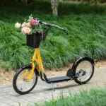 Youth Scooter, Kick Scooter with Adjustable Handlebars, Double Brakes, 16" Inflatable Rubber Tires, Basket, Cupholder, Orange - Image 10