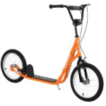 Aosom Youth Scooter, Orange, Kick Scooter for Kids 5+ with Adjustable Handlebar, Dual Brakes