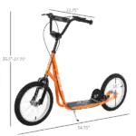 Aosom Youth Scooter, Orange, Kick Scooter for Kids 5+ with Adjustable Handlebar, Dual Brakes - Image 3