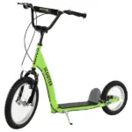 Aosom Youth Scooter with Adjustable Handlebar, Front and Rear Dual Brakes and Inflatable Wheels, for Kids 5+, Green - Image 11