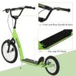 Aosom Youth Scooter with Adjustable Handlebar, Front and Rear Dual Brakes and Inflatable Wheels, for Kids 5+, Green - Image 4