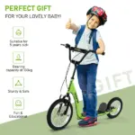 Aosom Youth Scooter with Adjustable Handlebar, Front and Rear Dual Brakes and Inflatable Wheels, for Kids 5+, Green - Image 6