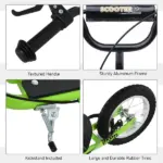 Aosom Youth Scooter with Adjustable Handlebar, Front and Rear Dual Brakes and Inflatable Wheels, for Kids 5+, Green - Image 7
