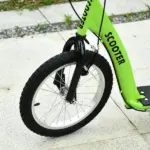 Aosom Youth Scooter with Adjustable Handlebar, Front and Rear Dual Brakes and Inflatable Wheels, for Kids 5+, Green - Image 8