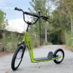 Aosom Youth Scooter with Adjustable Handlebar, Front and Rear Dual Brakes and Inflatable Wheels, for Kids 5+, Green - Image 10
