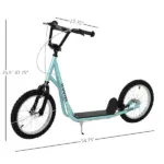 Aosom Youth Scooter with Adjustable Handlebar, Kick Scooter with Dual Brakes Inflatable Wheels, Blue, for Kids 5+ - Image 3
