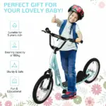 Aosom Youth Scooter with Adjustable Handlebar, Kick Scooter with Dual Brakes Inflatable Wheels, Blue, for Kids 5+ - Image 5