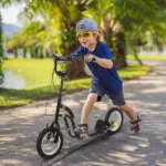 Youth Scooter with Dual Brakes, 12-Inch Inflatable Wheel, Black, for Ages 5+ - Image 2