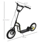 Youth Scooter with Dual Brakes, 12-Inch Inflatable Wheel, Black, for Ages 5+ - Image 3