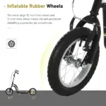 Youth Scooter with Dual Brakes, 12-Inch Inflatable Wheel, Black, for Ages 5+ - Image 4