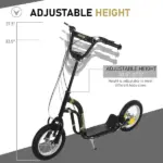Youth Scooter with Dual Brakes, 12-Inch Inflatable Wheel, Black, for Ages 5+ - Image 7