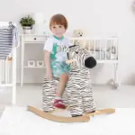Zebra Shaped Kids Rocking Horse with Realistic Sound for 2-4 Years, Black - Image 2