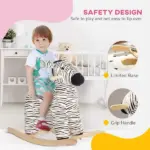 Zebra Shaped Kids Rocking Horse with Realistic Sound for 2-4 Years, Black - Image 5