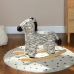 Zebra Shaped Kids Rocking Horse with Realistic Sound for 2-4 Years, Black - Image 10