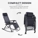 Zero-G Zen Outdoor Zero Gravity Rocking Chair with Headrest, Tray and Phone Holder - Image 4