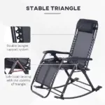 Zero-G Zen Outdoor Zero Gravity Rocking Chair with Headrest, Tray and Phone Holder - Image 6