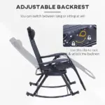 Zero-G Zen Outdoor Zero Gravity Rocking Chair with Headrest, Tray and Phone Holder - Image 7