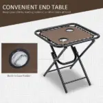 Outsunny 3-Piece Zero Gravity Chair Set with 2 Recliners and Side Table Brown - Image 5