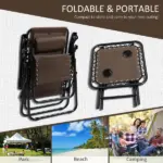 Outsunny 3-Piece Zero Gravity Chair Set with 2 Recliners and Side Table Brown - Image 6