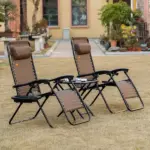 Outsunny 3-Piece Zero Gravity Chair Set with 2 Recliners and Side Table Brown - Image 10