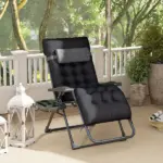 Outsunny Zero Gravity Recliner Chair with Cup Holder Cushion Foldable Black - Image 2