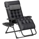 Outsunny Zero Gravity Recliner Chair with Cup Holder Cushion Foldable Black - Image 11