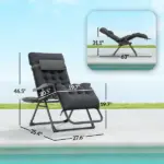 Outsunny Zero Gravity Recliner Chair with Cup Holder Cushion Foldable Black - Image 3