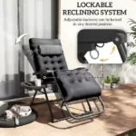 Outsunny Zero Gravity Recliner Chair with Cup Holder Cushion Foldable Black - Image 4