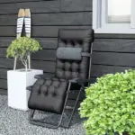 Outsunny Zero Gravity Recliner Chair with Cup Holder Cushion Foldable Black - Image 8