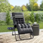 Outsunny Zero Gravity Recliner Chair with Cup Holder Cushion Foldable Black - Image 9