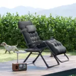 Outsunny Zero Gravity Recliner Chair with Cup Holder Cushion Foldable Black - Image 10