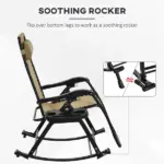 Zero Gravity Rocking Chair Set, 2 Piece Outdoor Recliner, Foldable with Pillow, Cup and Phone Holder, Beige - Image 8
